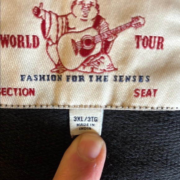 True Religion Men’s Black and Gray Full Zip Hoodie Jacket Size 3XL - Picture 9 of 12